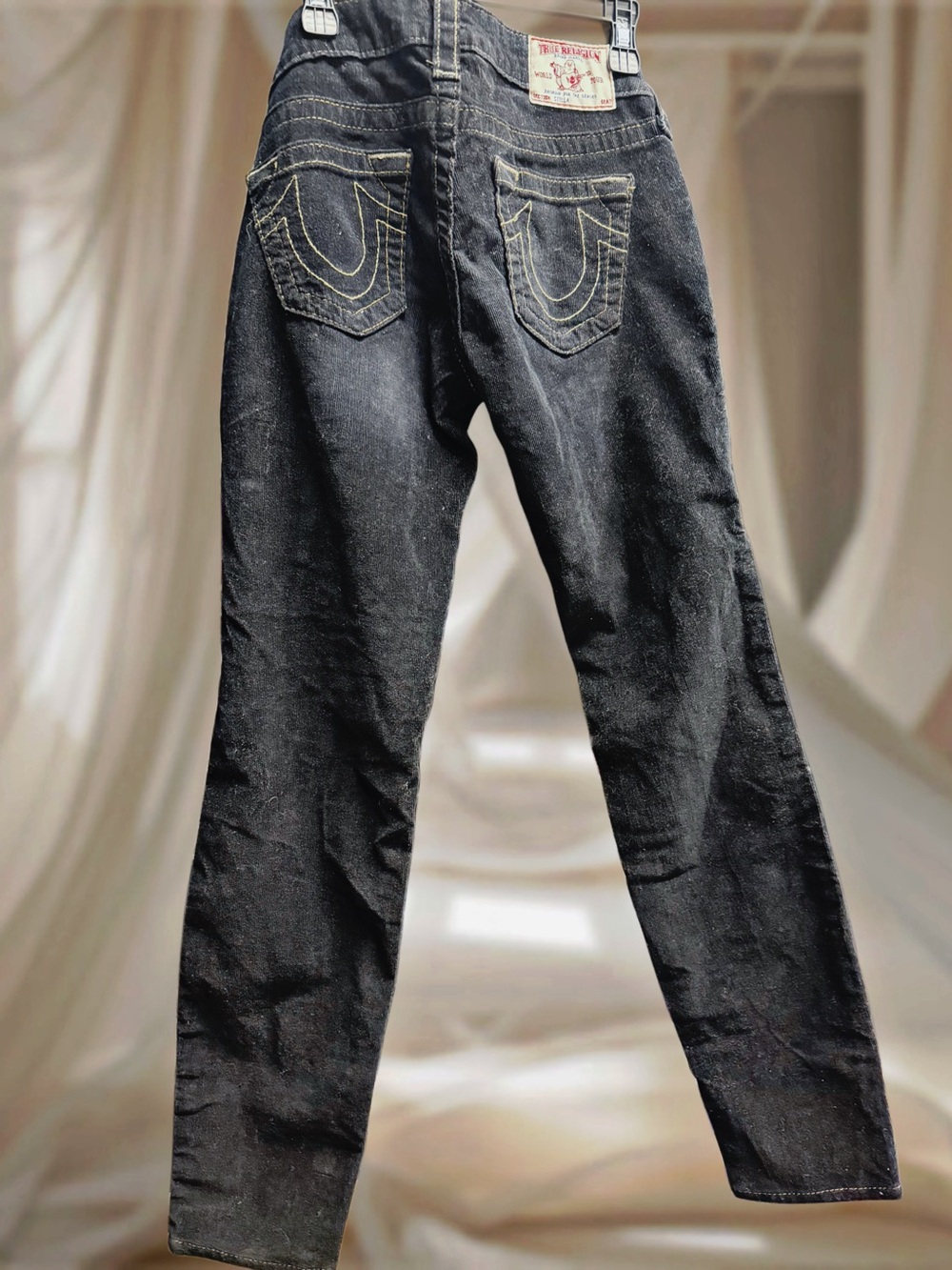 True Religion Black Skinny Jeans with Signature Pocket Stitching